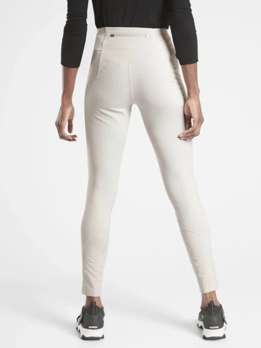 Athleta Peak Hybrid Fleece Tight Pant Birch Grey Winter Sport Ski Women’s Medium